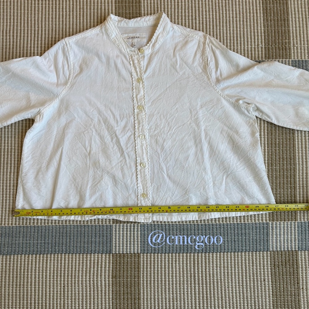 THE GREAT off-white button-up cropped shirt - Picture 4 of 7